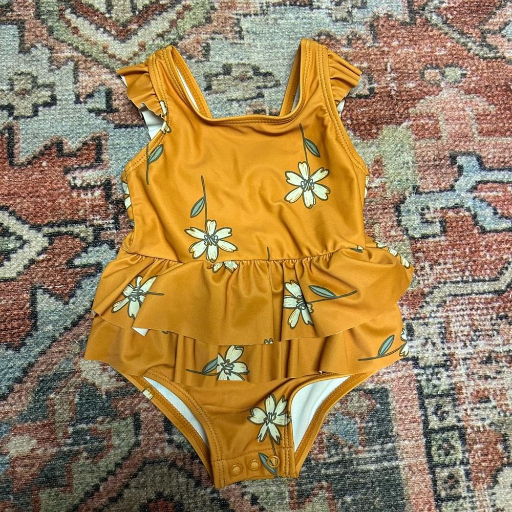 Carters yellow floral print swimsuit